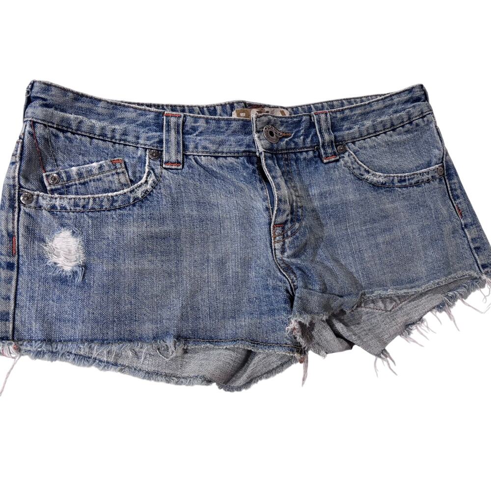 Juniors Size 11 Roxy Denim Distressed Cut Off SHORT Shorts Y2K Medium Wash